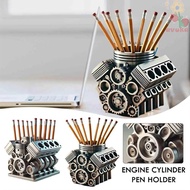 AVUKA Engine Block Pen Holder, Ornaments V6/V8 Engine Shaped Desk Organizer, Enthusiasts for V8 Engi