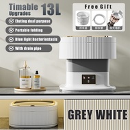 [READY STOCK] 8/12L Foldable Mini Washing Machine Portable Automatic BLUE LIGHT DISINFECTION For Soc