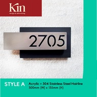 KIN - Customized Modern House Number Plate Stainless Steel House number plate