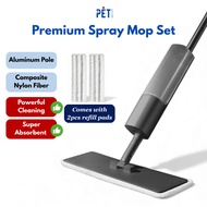 Easyhome.sg Water Spray Mop / Aluminium Spray Mop / 360° Rotating Flat Mop for Wet & Dry Cleaning