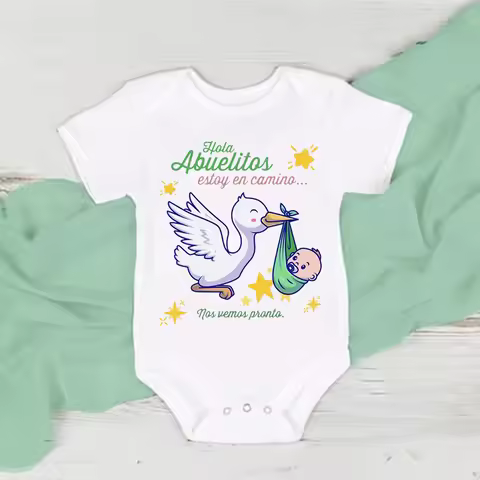 Hello Grandparent I'm on My Way See You Soon Print Newborn Romper Pregnancy Announcement Clothes Bab