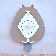 挪威森林貓造型木製掛鐘 / 擺鐘