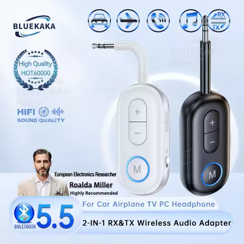 Airplane Bluetooth5.5 Adapter 3.5mm AUX Wireless Audio Transmitter Receiver With Mic For Planes Airl