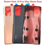 For Xiaomi Redmi Note 10 Pro Back Glass Cover Hard Battery Door Note 10 Pro Max Rear Housing Panel Case + Sticker Adhesive