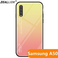 Zeallion For Samsung Galaxy A50 Gradient Tempered Glass Back Cover Protective Phone Case