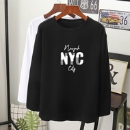 NYC grafik baju t-shirt lengan panjang muslimah plus size perempuan 3XL/long sleeve women/oversize/100% cotton