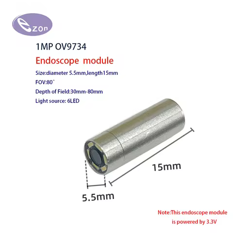 1MP 5.5mm USB Endoscope Camera FOV80゜ Stainless Steel Tube Endoscope Probe EZ-EN55S-R