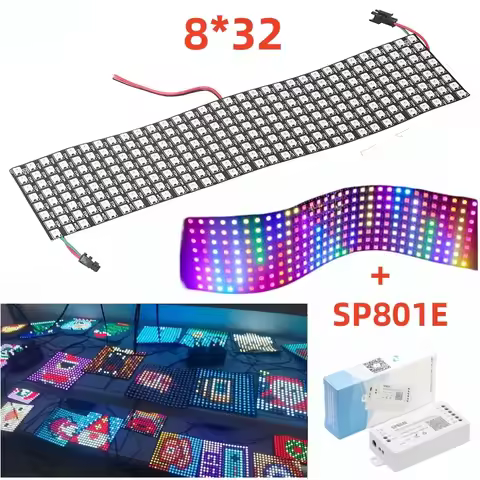 DC5V WS2812B RGB LED Pixel Panel Light 8x8 16x16 8x32 Digital Flexible Screen Individually Addressab