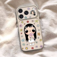 Floral Big Eye Girl Shockproof Leather Phone Case For Samsung S25 S26 S24 S23 S22 Ultra F07