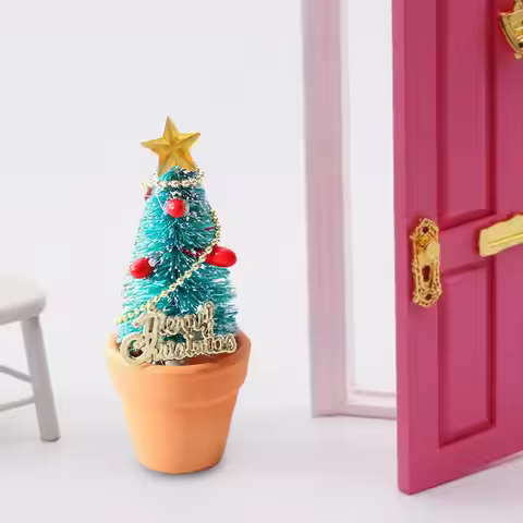 1/12 Dollhouse Christmas Decoration Accessory Mini Xmas Tree Potted Home Decor DIY DIY Craft Toyhous