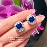 Madagascar Blue Fishtail Ammonite Earrings Antique Sense Plated 18K Gold London Blue Flower Zircon N