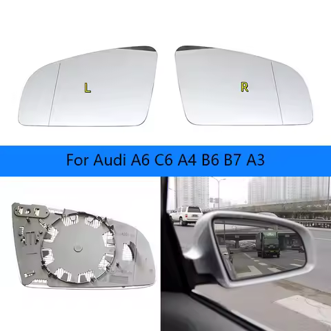 Car Mirrors For Audi A6 C6 A4 B6 B7 A3 mirror Rearview mirror reflector electric heating glass OEM：8