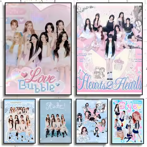 Idol Hearts2Hearts Poster Self-adhesive Art Waterproof Paper Sticker Coffee House Bar Room Wall Deco
