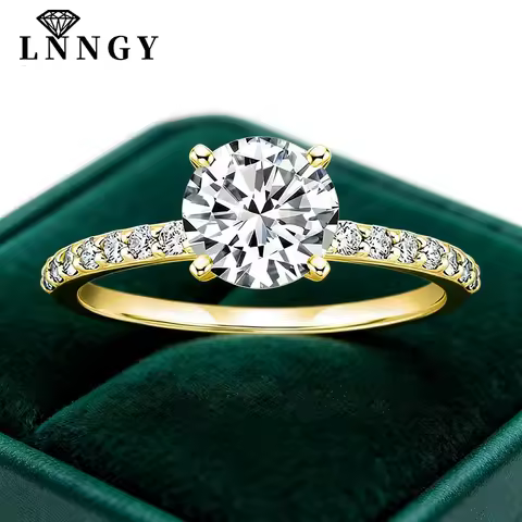 Lnngy Certified 8mm 2ct Moissanite Solitaire Ring 14K Gold Filled Engagement Rings For Women Wedding