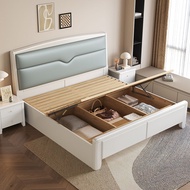 【SG Sellers】Leather And Solid Wood Bed Frame Bed Frame With Mattress Storage Bed Frame Queen/King Bed Frame