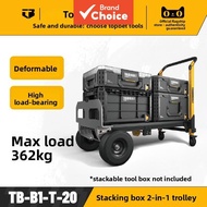 One Set TOUGHBUILT TB-B1-T-20 2-in-1 Rolling Hand Truck, Convertible Modular Stacking Box System Set