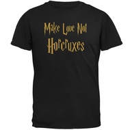 Causal Wear Make Love Not Horcruxes Black Soft Cotton T-Shirt