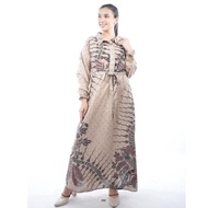 BATIK TRUSMI Dress Batik Wanita Gamis Batik Motif Kombinasi Sora