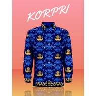KEMEJA KATUN Men's Batik Shirt for Civil Servants, ASN, KORPRI 2025 Uniform, Black Tumpal Hand Colla