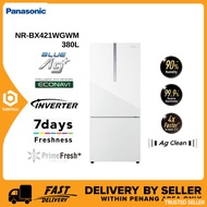 Panasonic 2-door Bottom Freezer Refrigerator Glass Door Series Inverter 422L Fridge NR-BX421WGWM/NR-BX421WGKM/NR-BX421BPSM Peti Sejuk