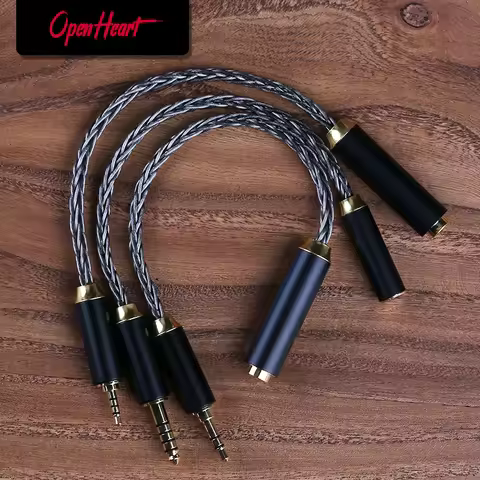 OPENHEART Adapter Cable 4.4mm to 2.5mm to 4.4mm 3.5mm Male to Female to Male 8 Core Silver-copper Al