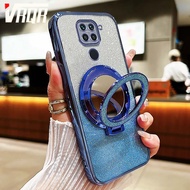 VRQR For Xiaomi Redmi Note 9 10X 4G Phone Case Flash powder electroplating Circle mirror bracke Cool