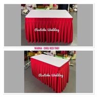 4ft / 6ft Table Skirting Meja Canopy Khemah Long Table Skirting Velcro Pleated Table Cover With Tape