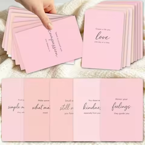 36Pcs Pink English Inspirational Cards for Women Positive Quotes Mood Healing Affirmation Note Cards