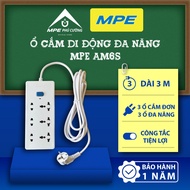 (GENUINE) MPE - 3-outlet multi-purpose 3-outlet mobile socket MPE series AM6S, 3 meter cord, Power O