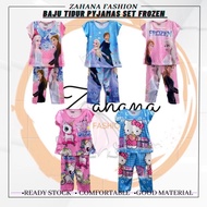 🔥 Frozen2/Hello Kitty/Polly🔥【READY STOCKS】Pyjamas Kanak-kanak/Baju Tidur Budak Long Sleeve Kain Jersey| Borong Harga