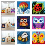 [Phenovo] Latch Hook Kits Crochet Yarn Kits, diy work Crocheting Rug Yarn Cushion Embroidery Carpet 