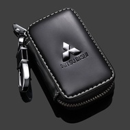 Mitsubishi Car Key Case Genuine Leather Car Smart Key Chain Keychain Holder Metal Hook for Mirage G4