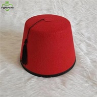 Round Felt Fez Cap Breathable Red Color Fez Hat Moroccan Hat Cosplay Turkish sels Cap Festival Suppl