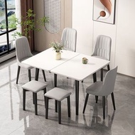 全新 意式 現代簡約可摺疊式伸縮岩板Foldable dining table 實木餐桌椅組合小戶型家用新款食飯枱兩人客廳 組合 餐桌 餐椅 🔥 dining table & chairs set 小