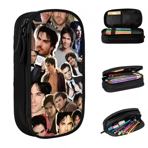 Damon Salvatore Pencil Cases Lovely The Vampire Diaries Pen Holder Pencil Bags Kids Big Capacity Sch