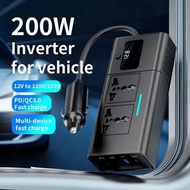 200W 超大功率車用逆變器 12V 至 220V 車用轉換器 2 個 USB 5V 3.0 連接埠 1 QC3.0 18W 和 PD 30W Type C 端口  galckp 200W Super