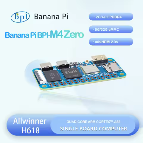 Banana Pi BPI-M4 ZERO Allwinner H618 Quad-core ARM Cortex™-A53 Processor 2.4G/5G WIFI 4G LPDDR4 32G 