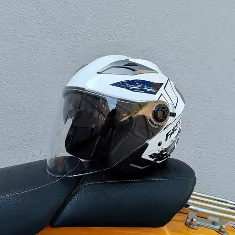 Safety Four Seasons Fashion 3/4 Open Face Helmet Motorcycle Helmet Moto Men Women Double Lens Capace