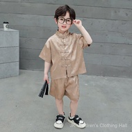 Fashion Antique Children's Clothing & Boys New Chinese Shirt Suit 2024 New Style Children's Summer C