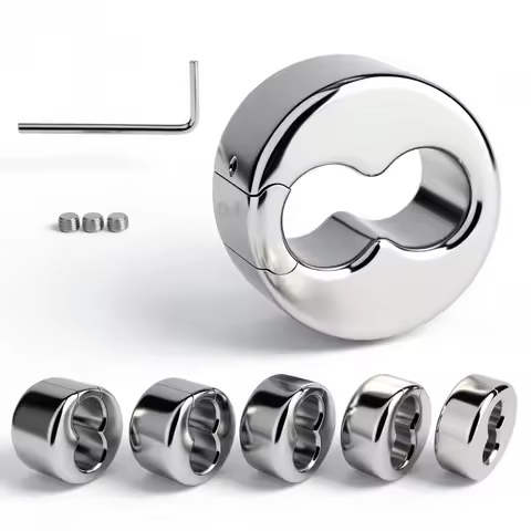 Heavy Metal Semen Lock Ring Stainless Steel Scrotum Stretcher Weighted Hanging Testicle Ring Smooth 