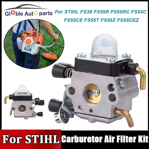 String Trimmer Weed Eater with Air Filter Line Gasket Carb Carburetor Kit For Stihl FS55R FS55RC KM5
