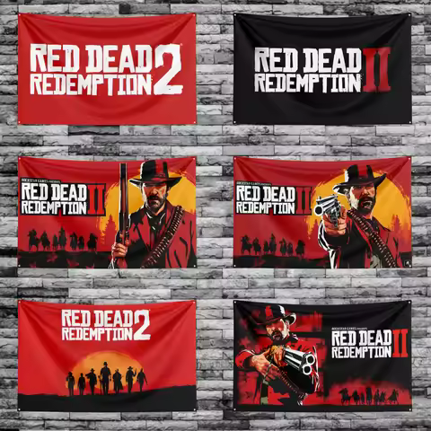 90X150CM Red-Dead-Redemptions 2 RDR2 US West cowboy Flag Polyester Printed Flags for Room Garage Dec