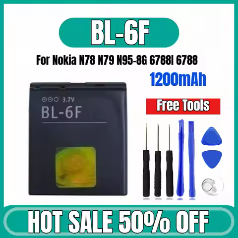 1200mAh for Nokia BL-6F N78 N79 N95-8G 6788I 6788 Mobile Phones Battery