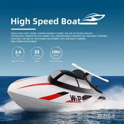 WL912-A RC Boat 35KM/H High Speed Watercraft RC Racing Boat for Kids and Adults 2.4GHz Remote Contro