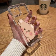For iPhone 7 8 Plus X XS Max XR 11 12 13 14 pro max 14 Plus lovely bears Transparent TPU Fine Hole Phone Case