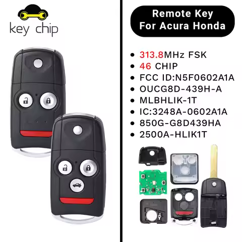 KeyChip For Acura MDX RDX ILX ZDX TSX TL 2007-2014 313.8MHz PCF7936 Chip Flip Remote Car Key N5F0602
