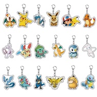Pokemon Kawaii Acrylic Keychain Elfin Figure Pikachu Bulbasaur Psyduck Squirtle Gengar Meo