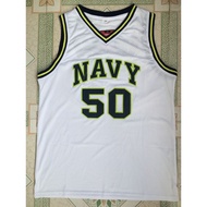 No. 50 "Admiral Navy" David Robinson High School Retro Mesh Embroidered Jersey Dark Blue White