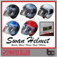 SWAN HELMET WITH VISOR / TOPI KALEDAR WISOR SWAN S2 / OPEN FACE MOTORCYCLE HELMET / SIRIM MALAYSIA