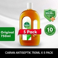 Dettol Cairan Antiseptik 750mL x5 Pembersih Cair Liquid 5 Pieces Botol Lawan Bakteri Bau Badan Sanit